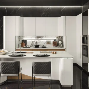 Modern Italian Cabinets in White Lacquer and White Oak Veneer Finish - Tahiti