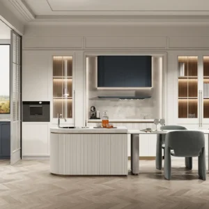 Modern White and Blue Shaker Kitchen Cabinets - Filoli