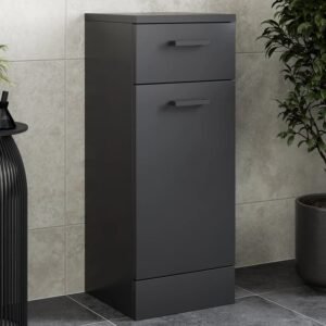 Alpine Black Freestanding Laundry Bathroom Storage Unit - 300mm